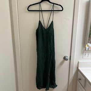 Aerie Midi Slip Beach Pool Dress Cover Up in Dark Green Sycamore